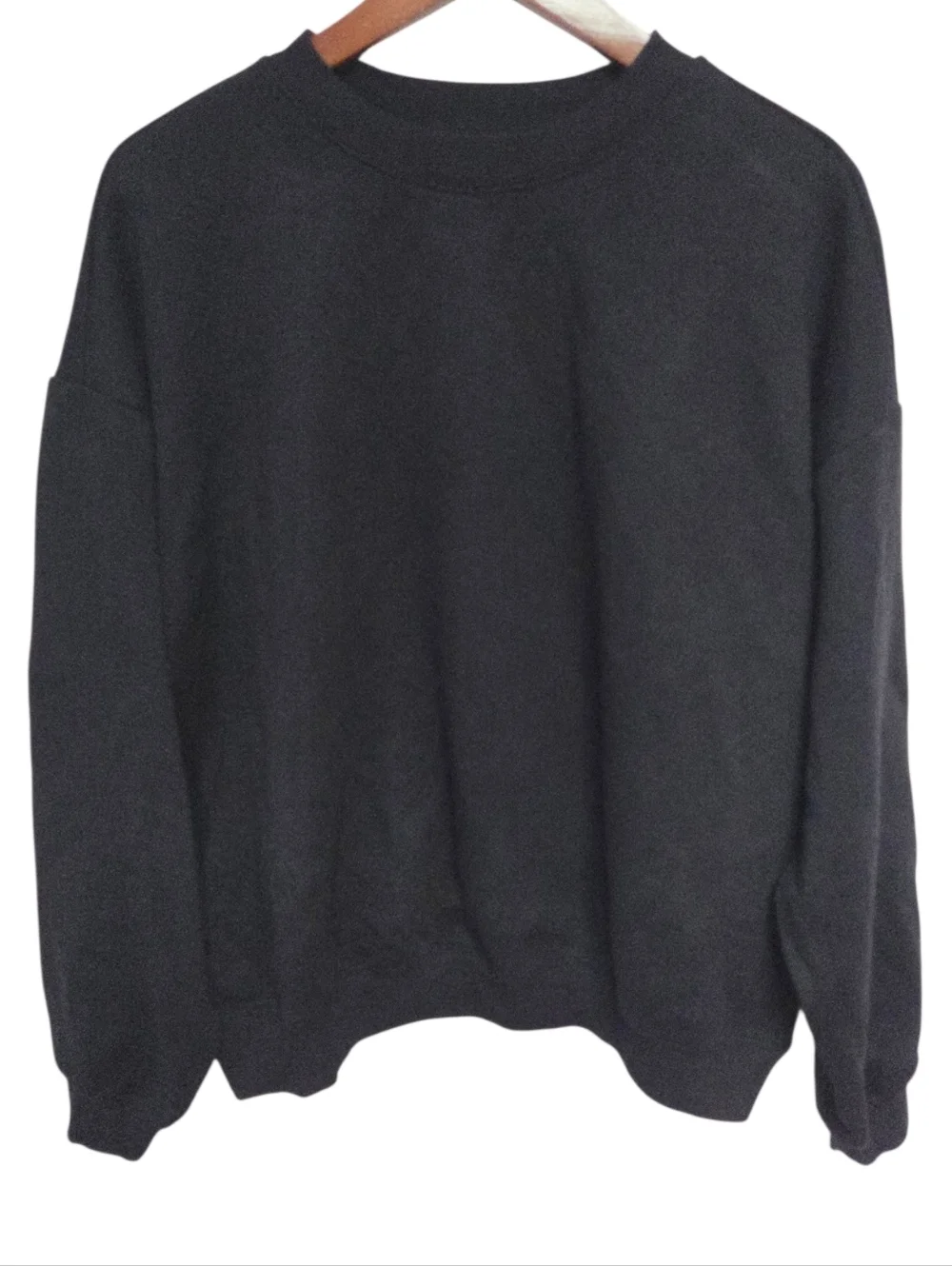 Skims Cotton Fleece Classic Crewneck Sweatshirt Top Onyx Black XLarge NWT - Picture 2 of 5